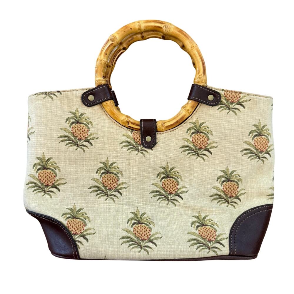 Relic Pineapple Tote Bag – Tropical Canvas Handbag Bamboo Summer Beach Resort
